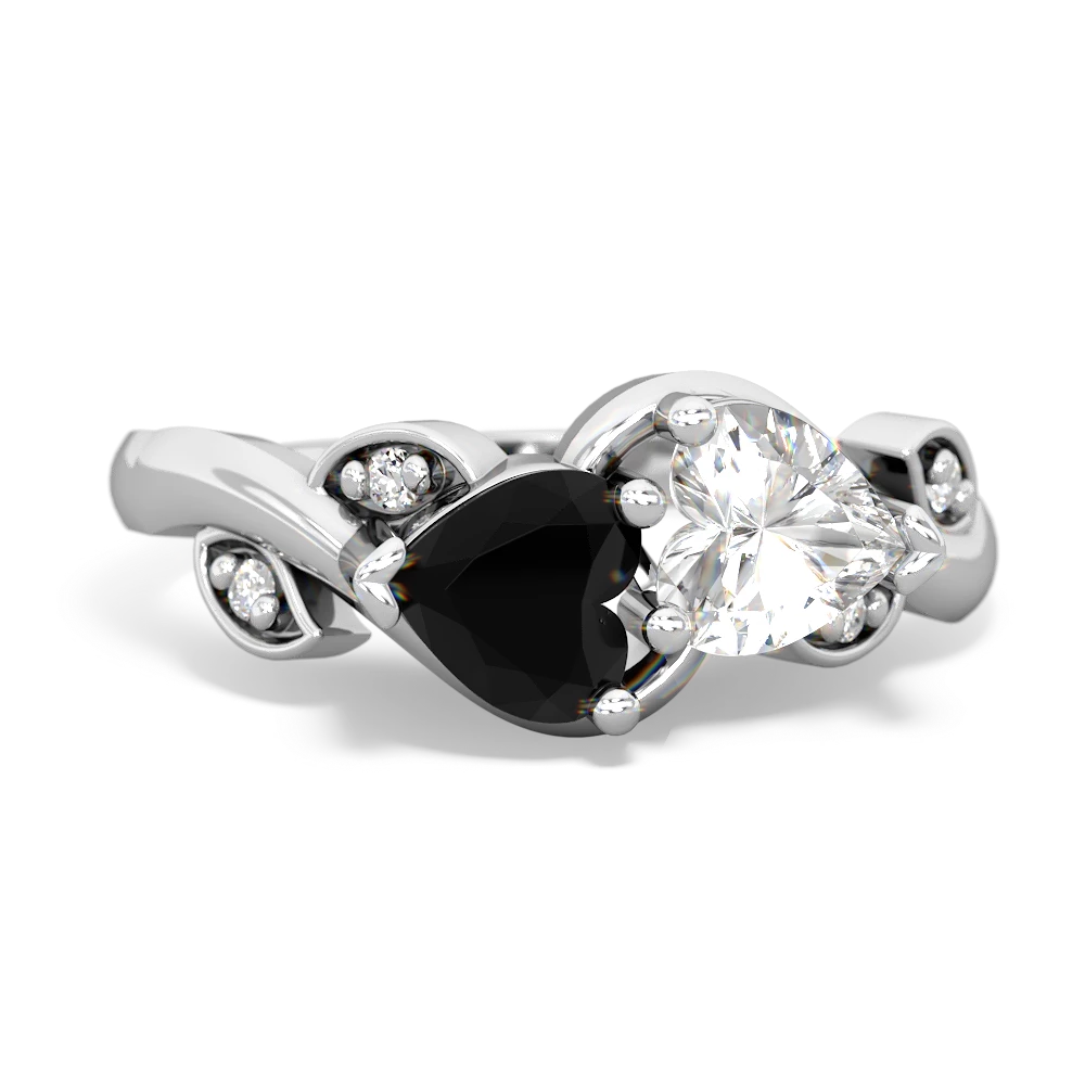 Onyx Floral Elegance 14K White Gold ring R5790