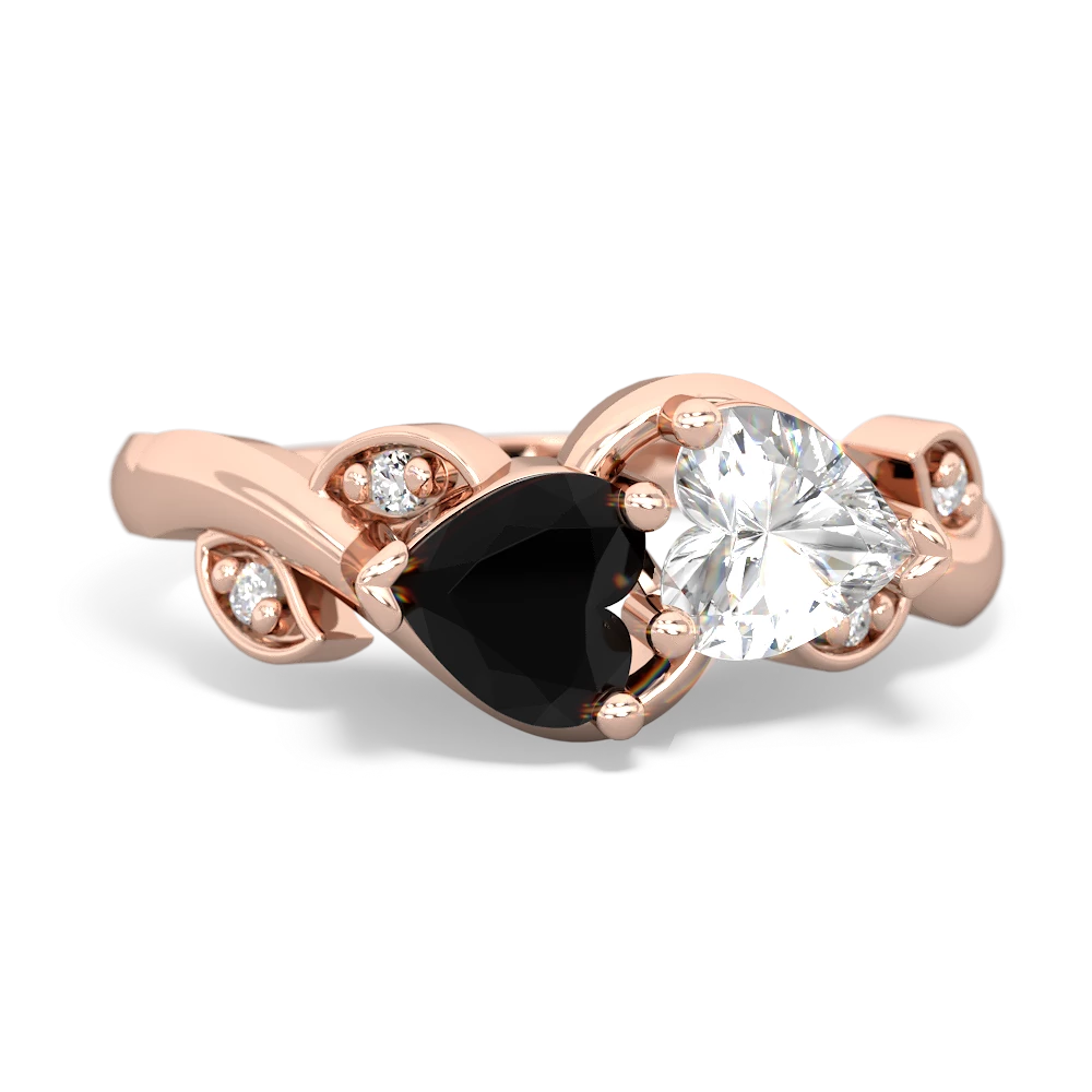 Onyx Floral Elegance 14K Rose Gold ring R5790