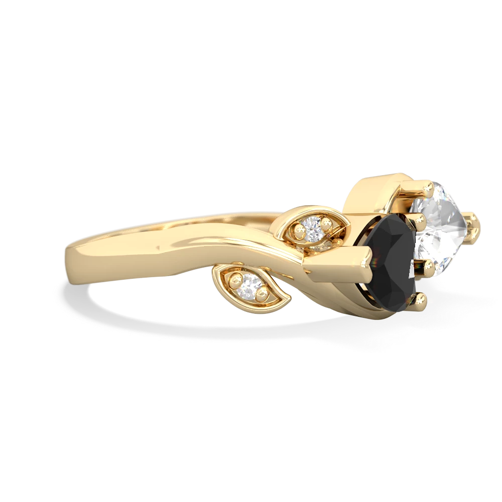 Onyx Floral Elegance 14K Yellow Gold ring R5790