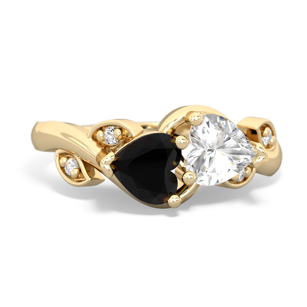 Onyx Floral Elegance 14K Yellow Gold ring R5790