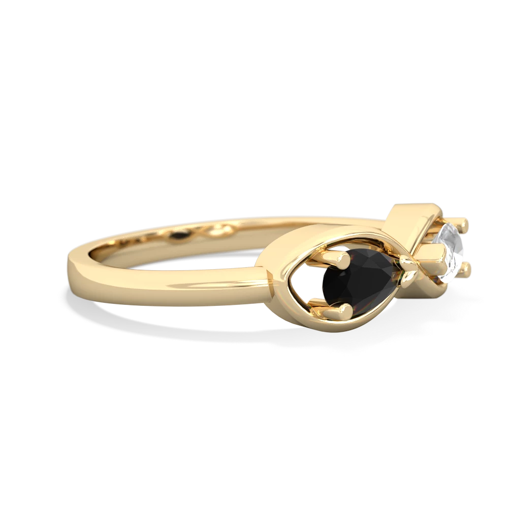 Onyx Infinity 14K Yellow Gold ring R5050