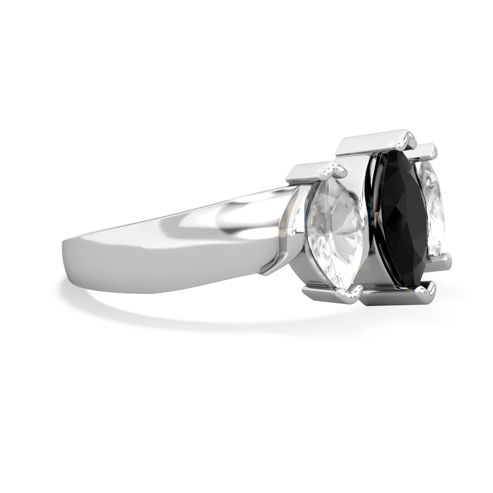 Onyx Three Peeks 14K White Gold ring R2433