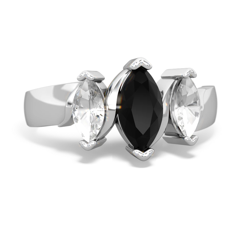 Onyx Three Peeks 14K White Gold ring R2433