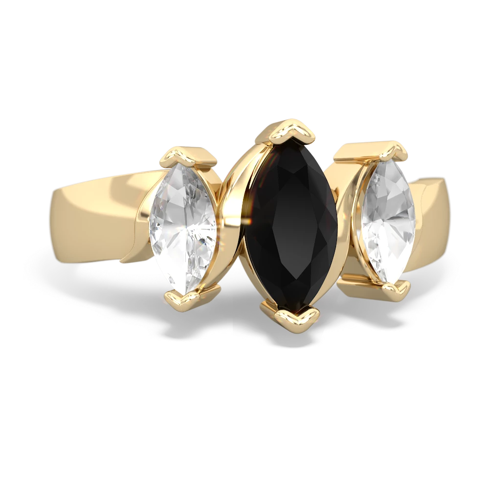 Onyx Three Peeks 14K Yellow Gold ring R2433