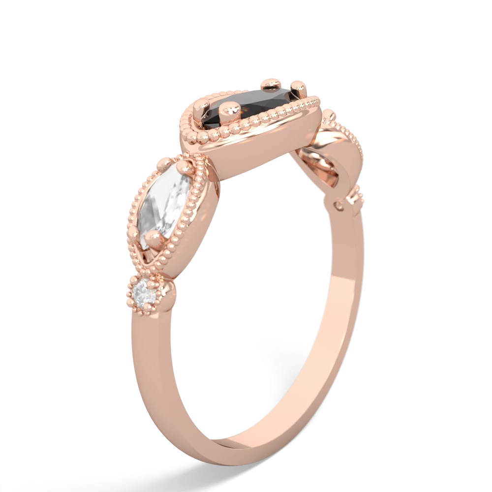 Onyx Milgrain Marquise 14K Rose Gold ring R5700