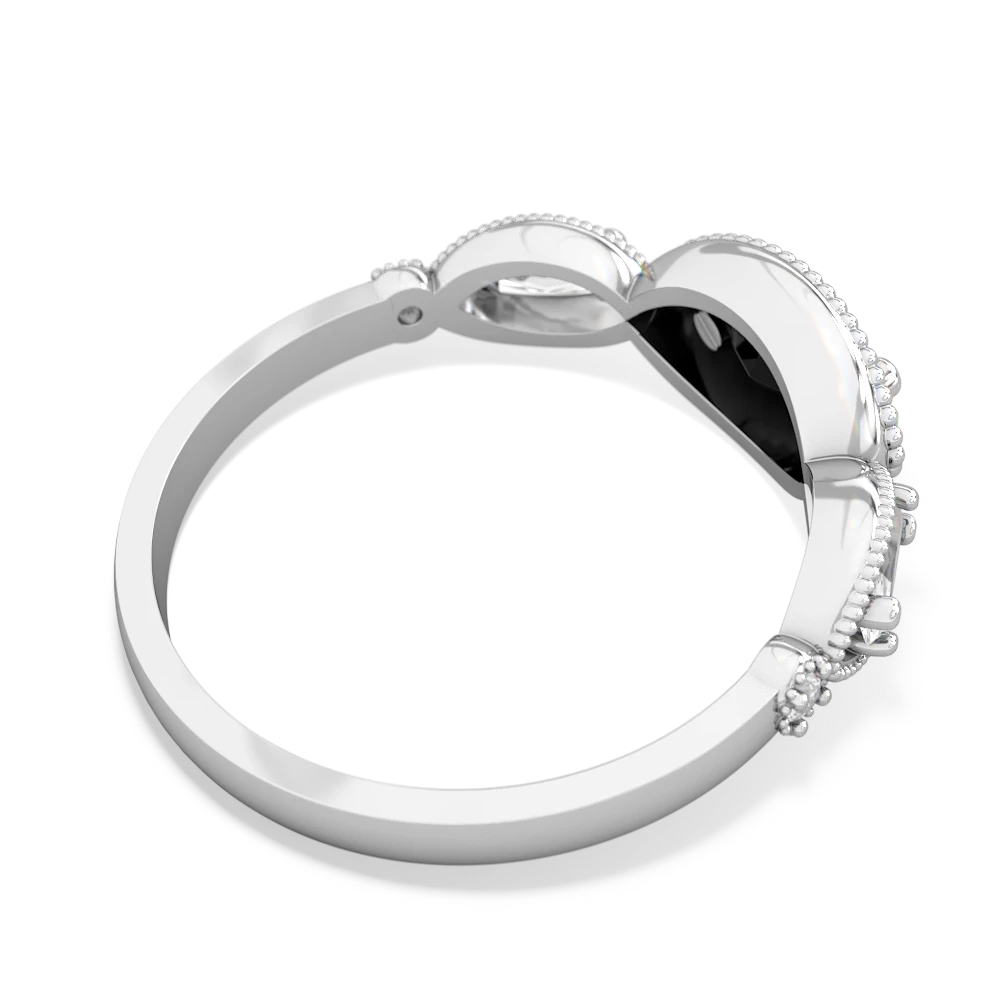 Onyx Milgrain Marquise 14K White Gold ring R5700