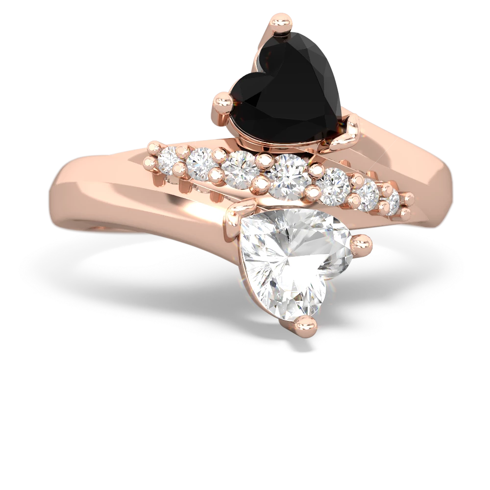 Onyx Heart To Heart 14K Rose Gold ring R2064