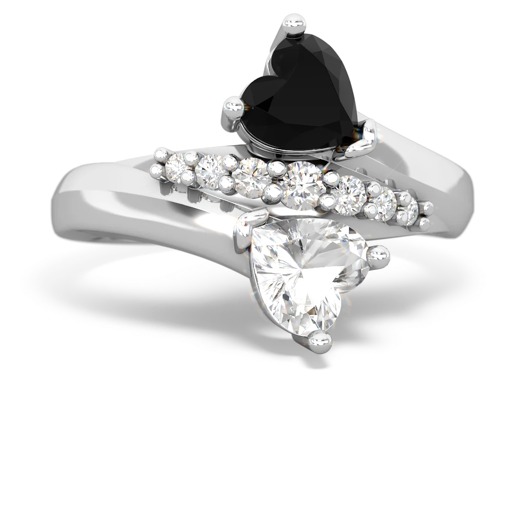 Onyx Heart To Heart 14K White Gold ring R2064