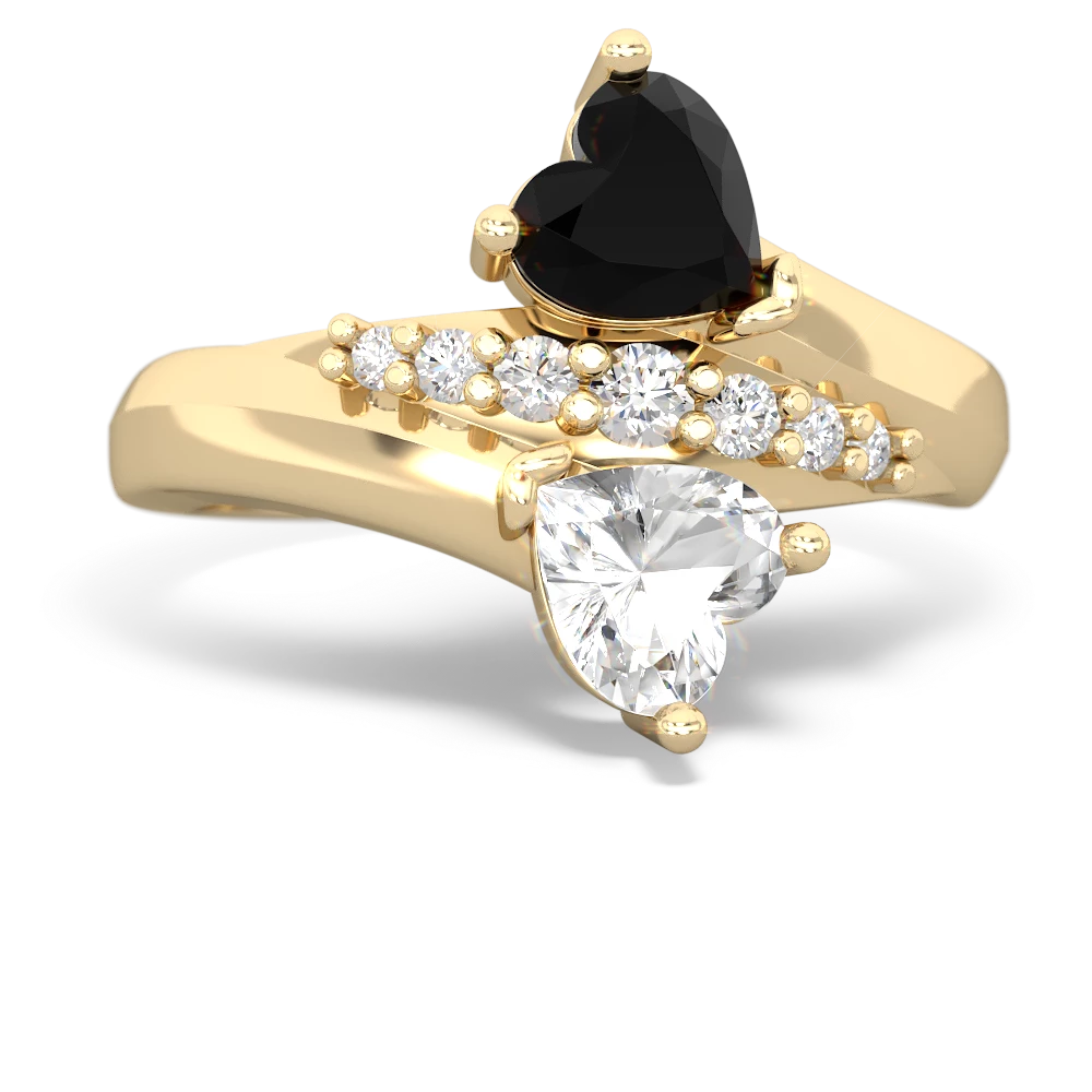 Onyx Heart To Heart 14K Yellow Gold ring R2064