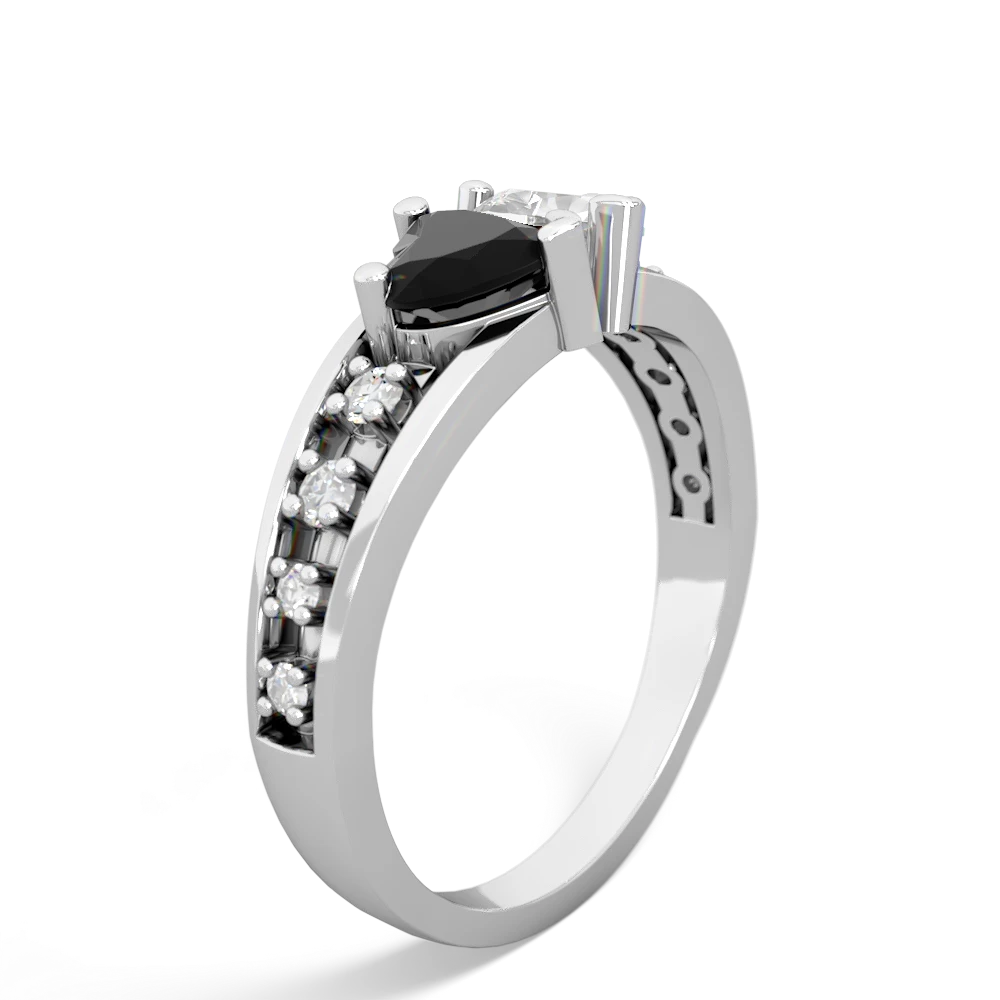 Onyx Heart To Heart 14K White Gold ring R3342