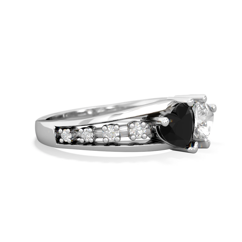 Onyx Heart To Heart 14K White Gold ring R3342