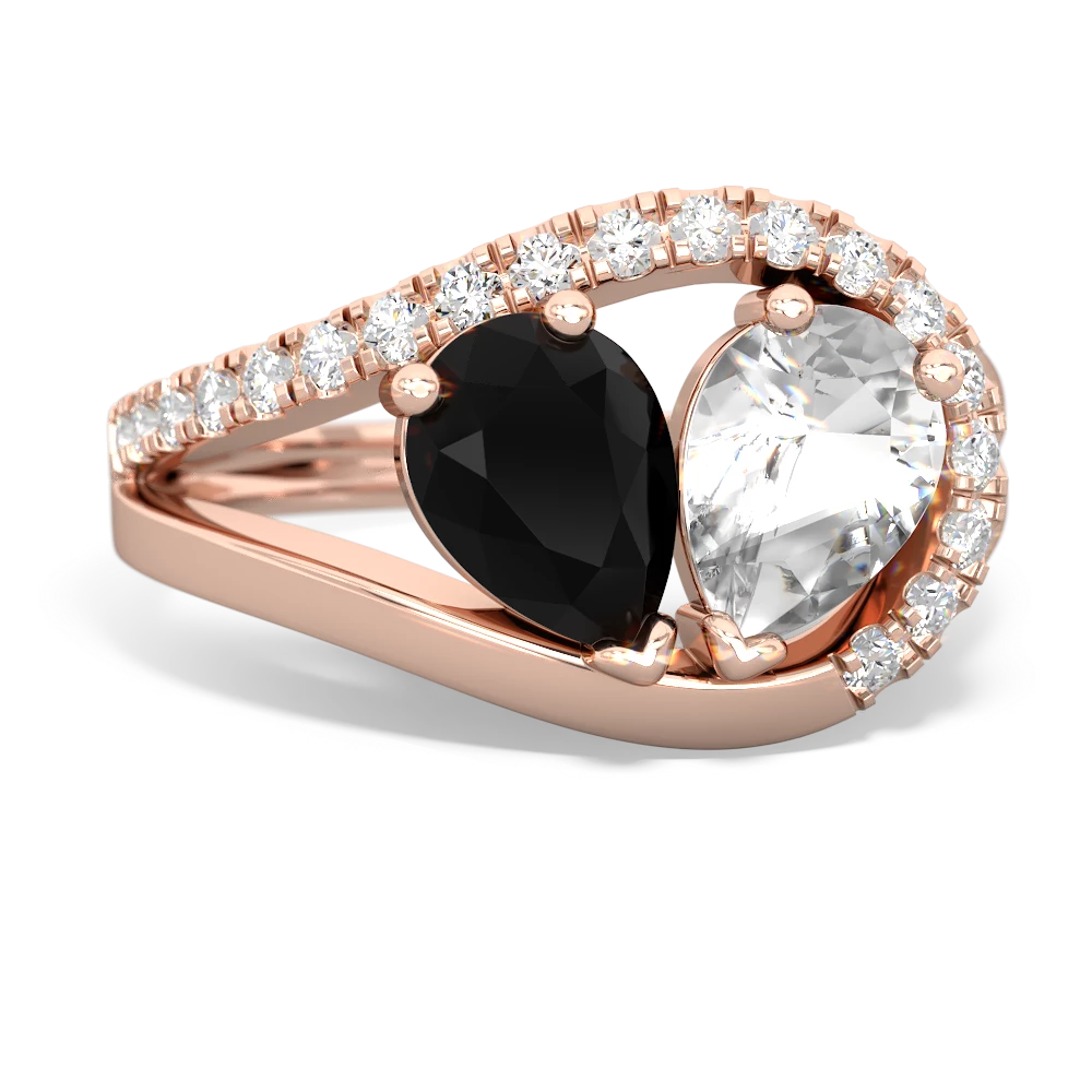 Onyx Nestled Heart Keepsake 14K Rose Gold ring R5650