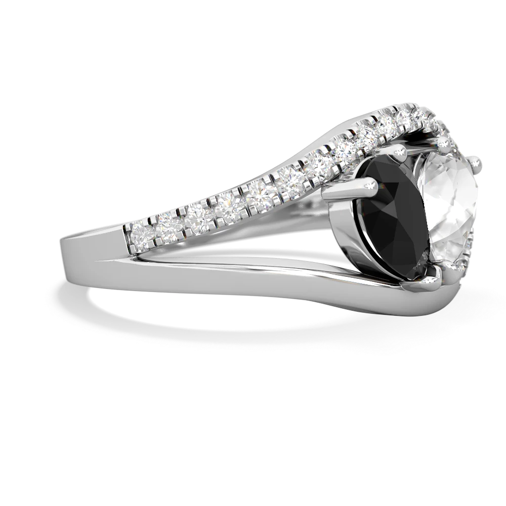 Onyx Nestled Heart Keepsake 14K White Gold ring R5650