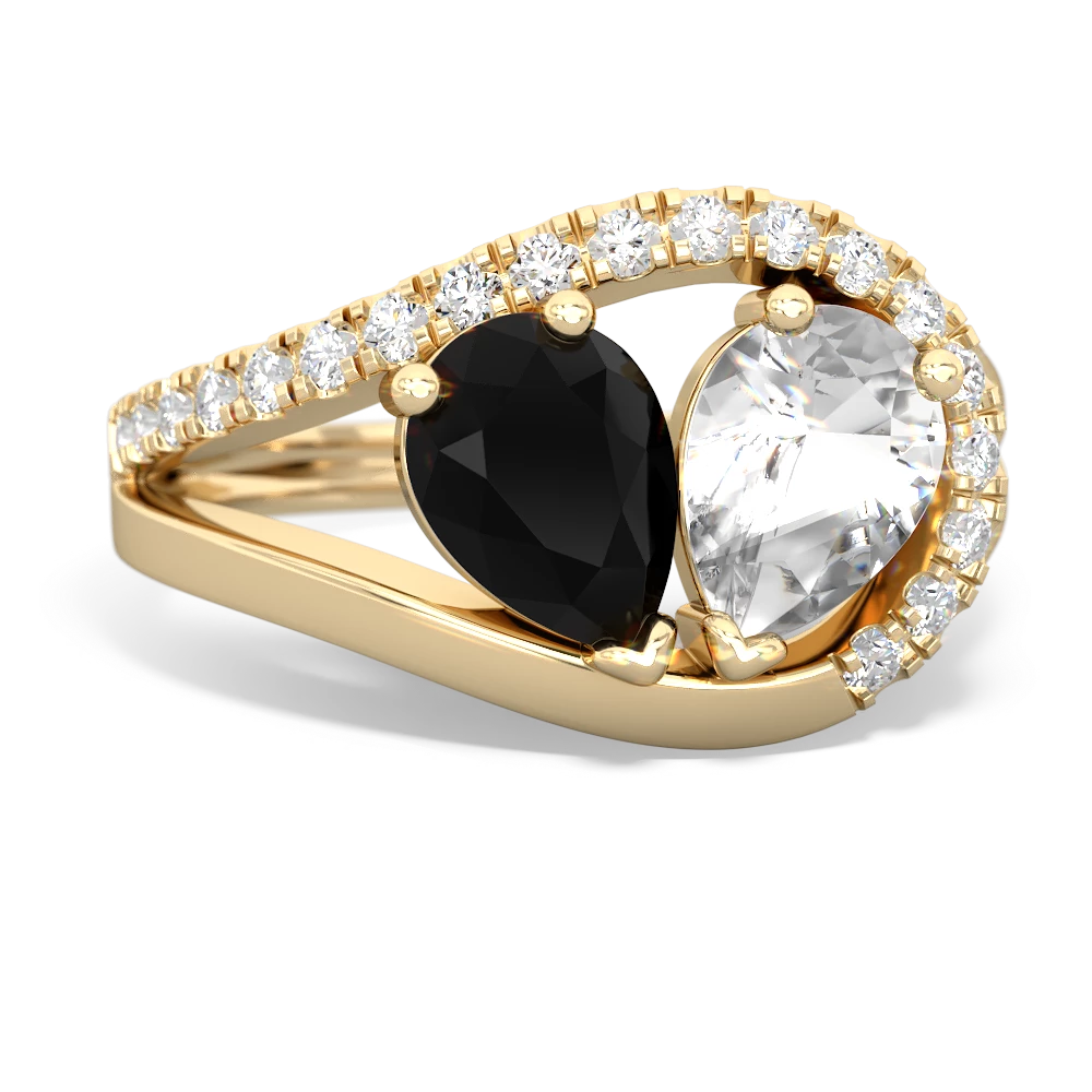 Onyx Nestled Heart Keepsake 14K Yellow Gold ring R5650