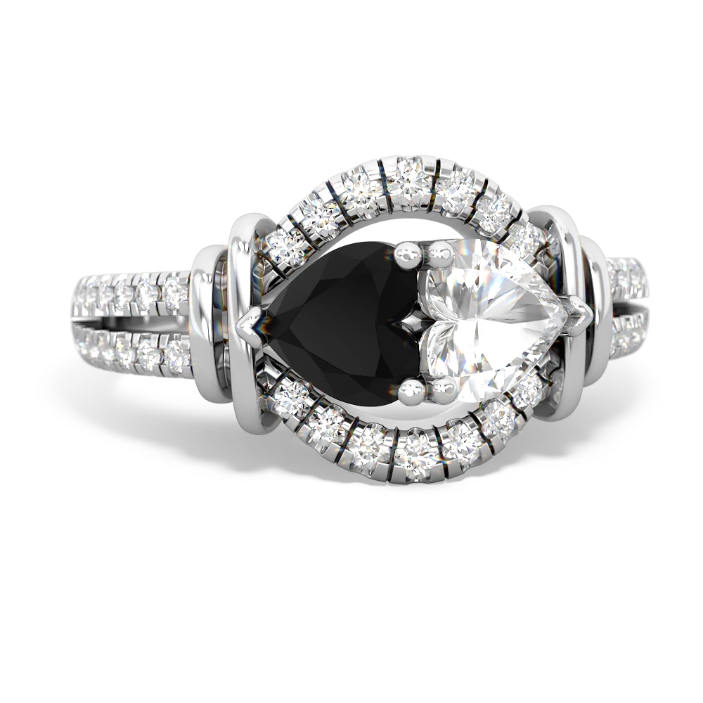 Onyx Art-Deco Keepsake 14K White Gold ring R5630