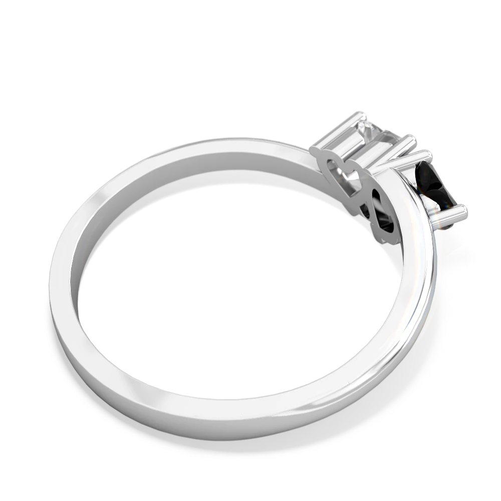 Onyx Sweethearts 14K White Gold ring R5260