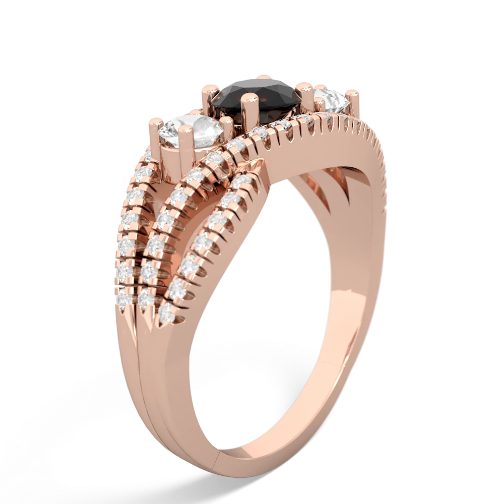 Onyx Three Stone Aurora 14K Rose Gold ring R3080