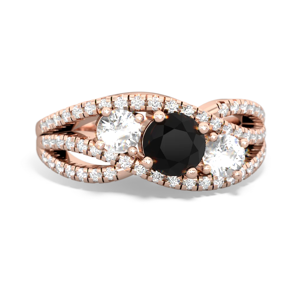 Onyx Three Stone Aurora 14K Rose Gold ring R3080