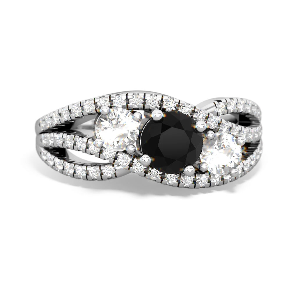 Onyx Three Stone Aurora 14K White Gold ring R3080