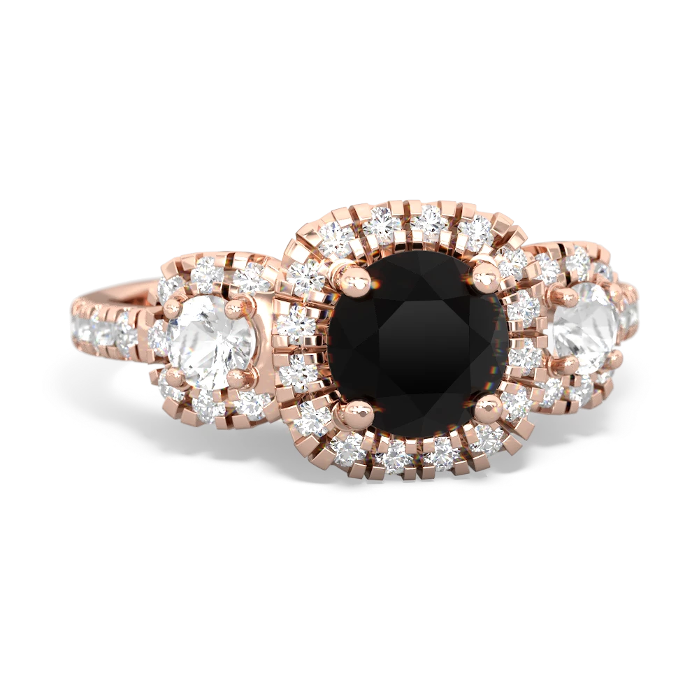 Onyx Regal Halo 14K Rose Gold ring R5350