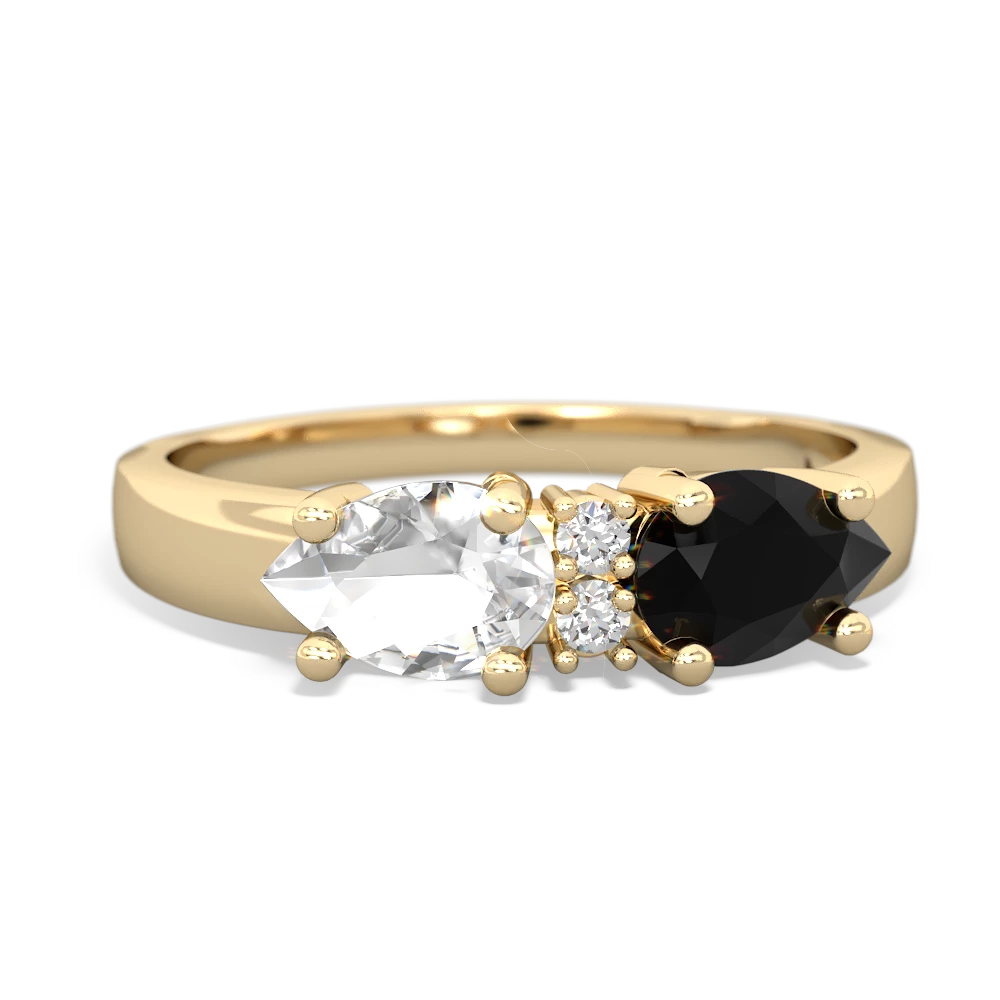 Onyx Pear Bowtie 14K Yellow Gold ring R0865