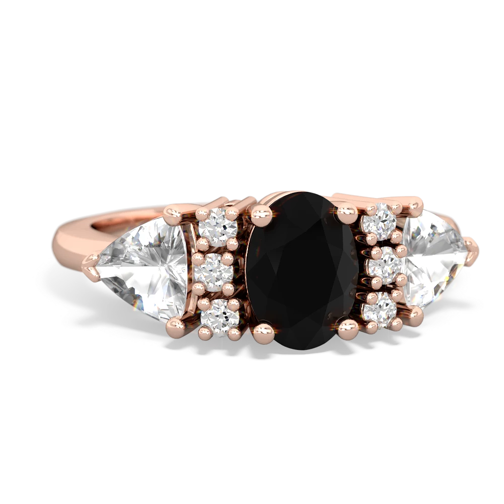 Onyx Antique Style Three Stone 14K Rose Gold ring R2186