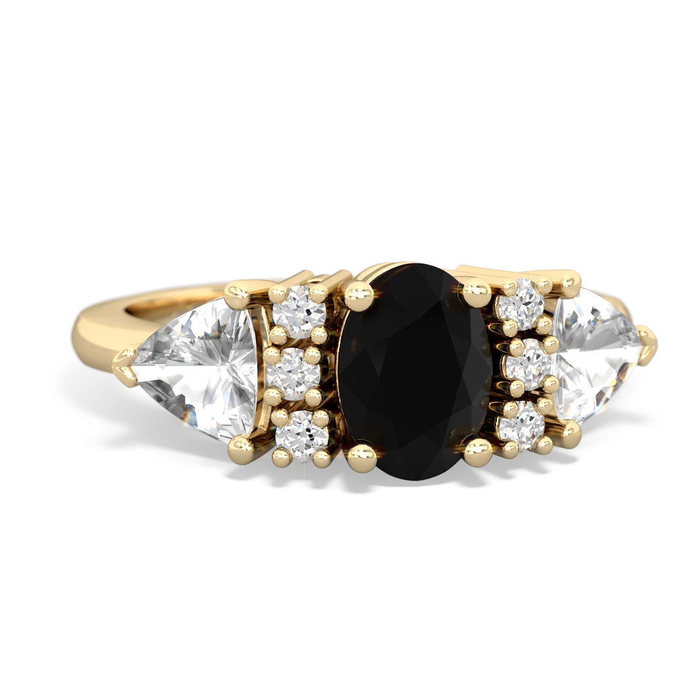 Onyx Antique Style Three Stone 14K Yellow Gold ring R2186