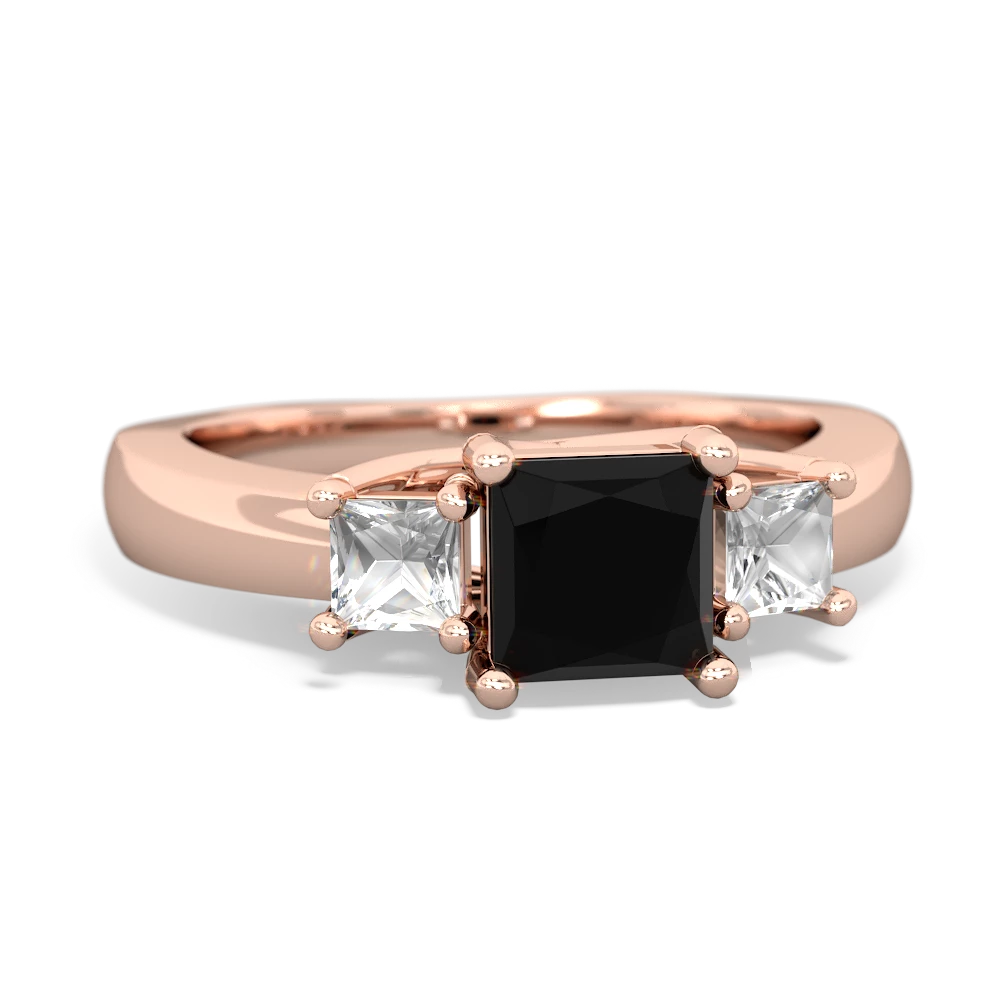 Onyx Three Stone Trellis 14K Rose Gold ring R4015