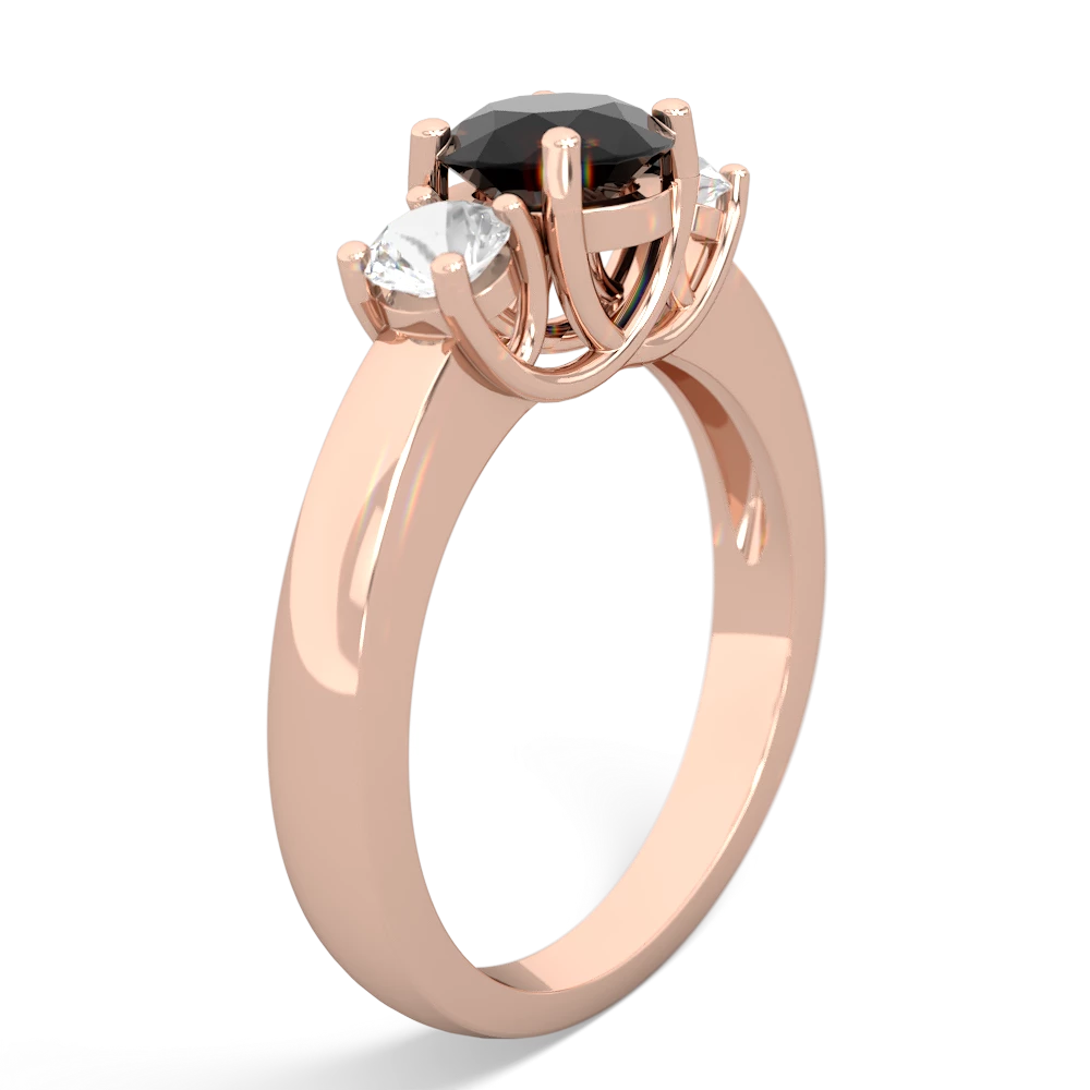 Onyx Three Stone Round Trellis 14K Rose Gold ring R4018