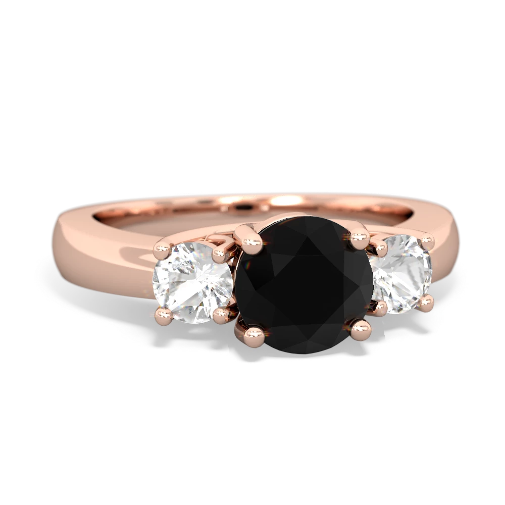 Onyx Three Stone Round Trellis 14K Rose Gold ring R4018