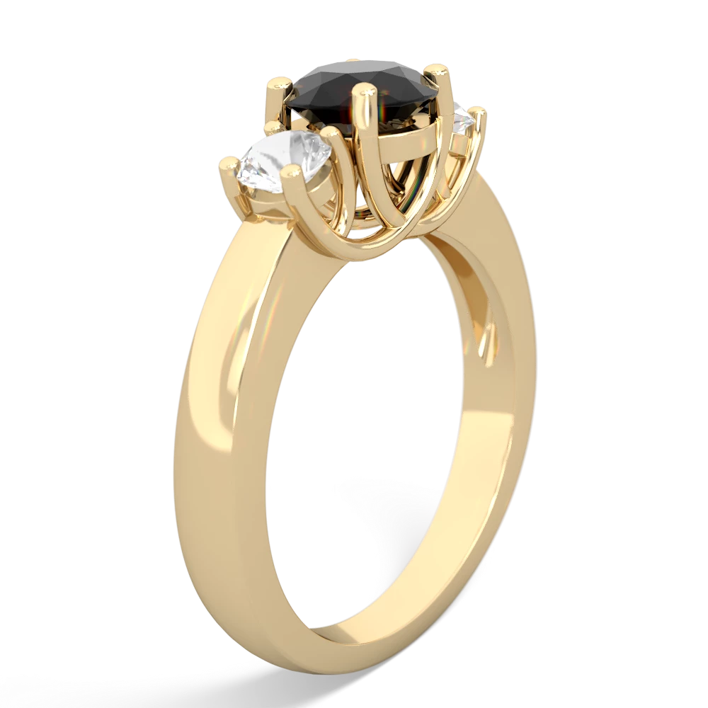 Onyx Three Stone Round Trellis 14K Yellow Gold ring R4018