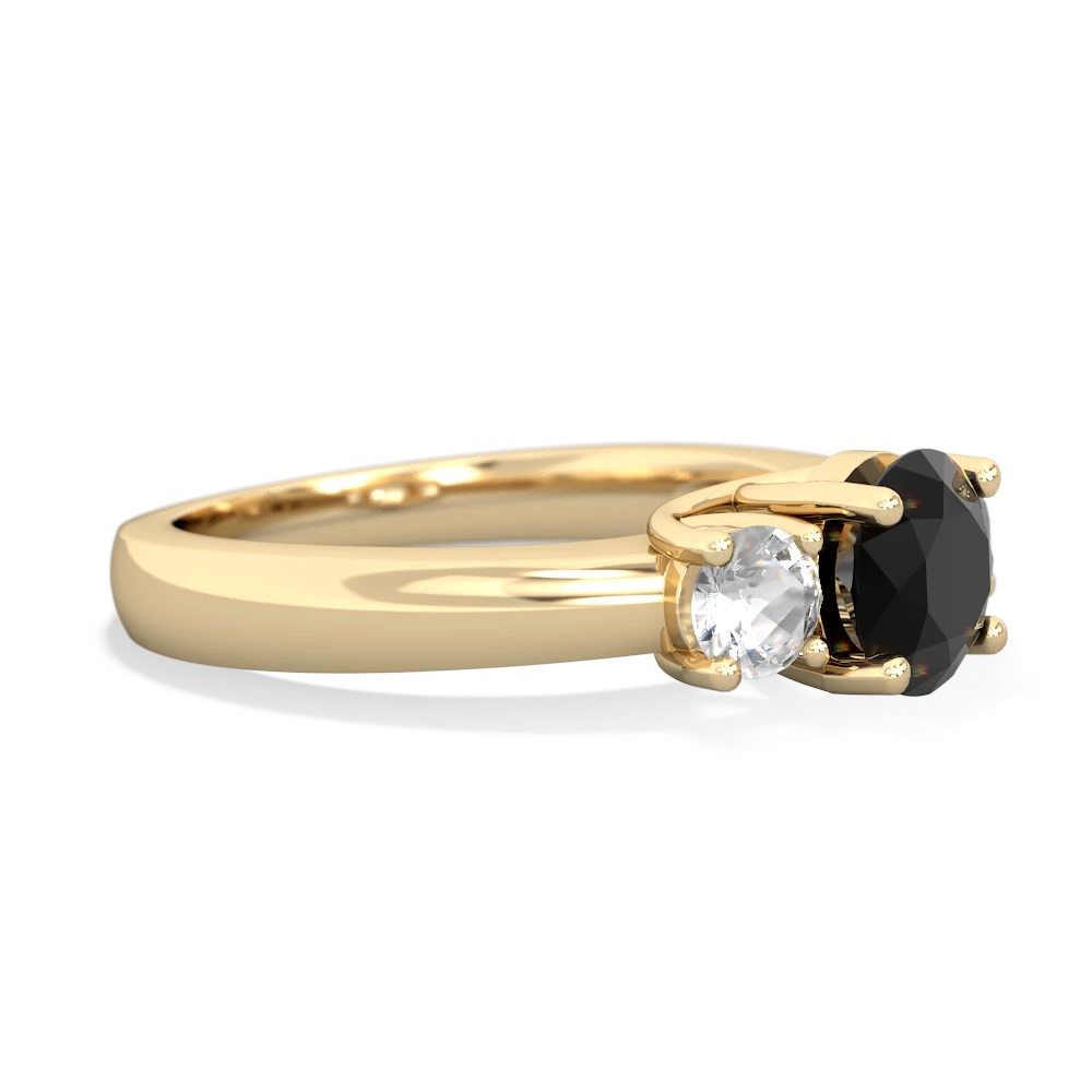 Onyx Three Stone Round Trellis 14K Yellow Gold ring R4018