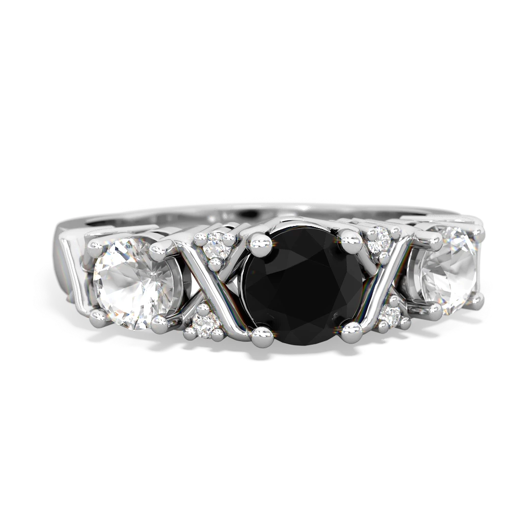 Onyx Hugs And Kisses 14K White Gold ring R5016