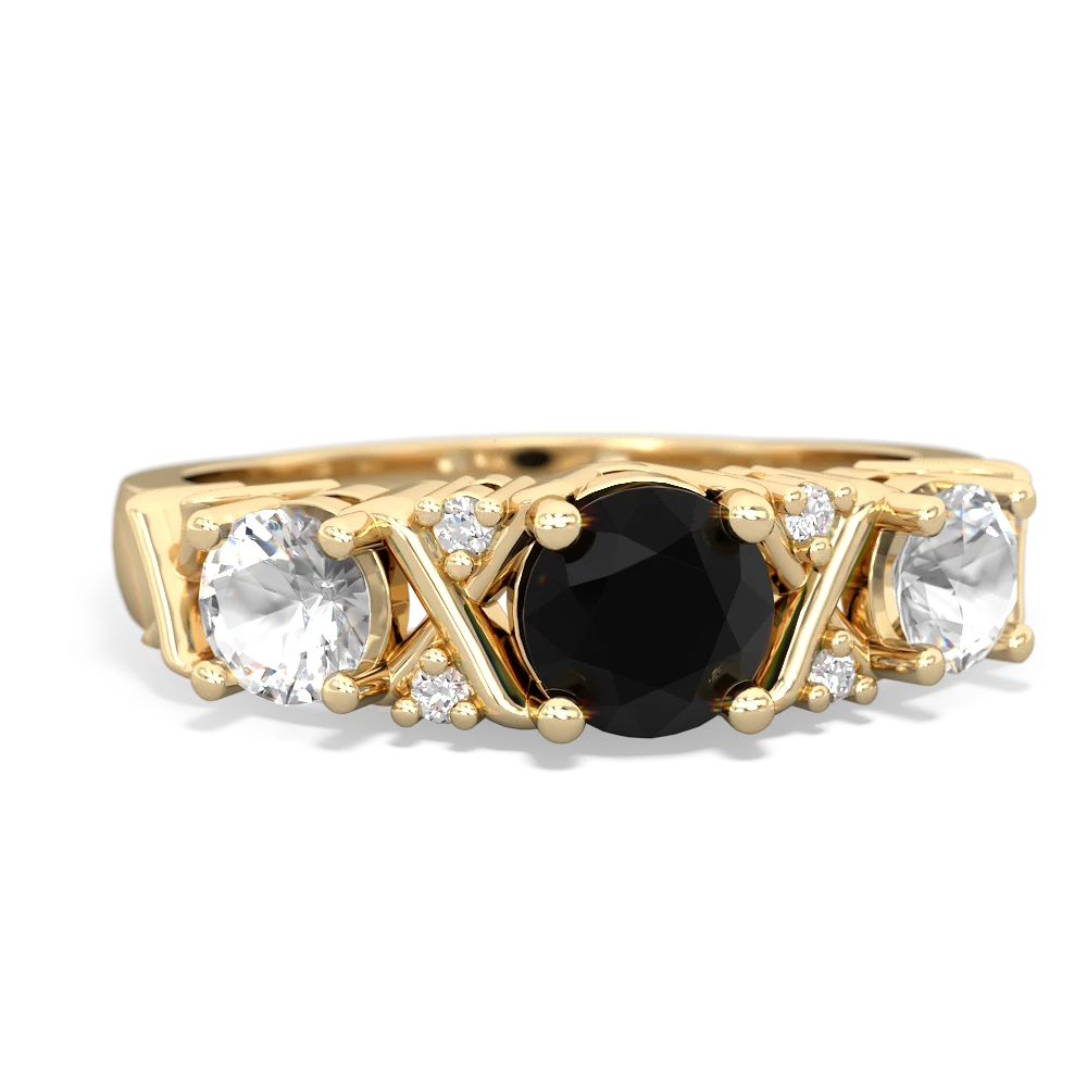 Onyx Hugs And Kisses 14K Yellow Gold ring R5016