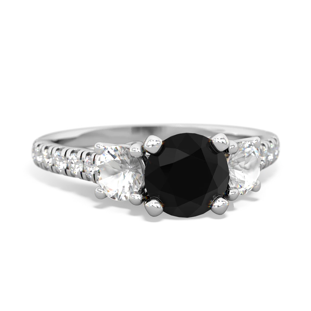 Onyx Pave Trellis 14K White Gold ring R5500