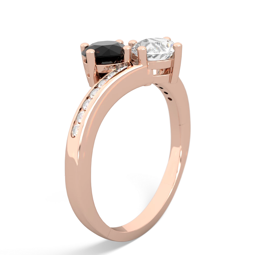 Onyx Channel Set Two Stone 14K Rose Gold ring R5303