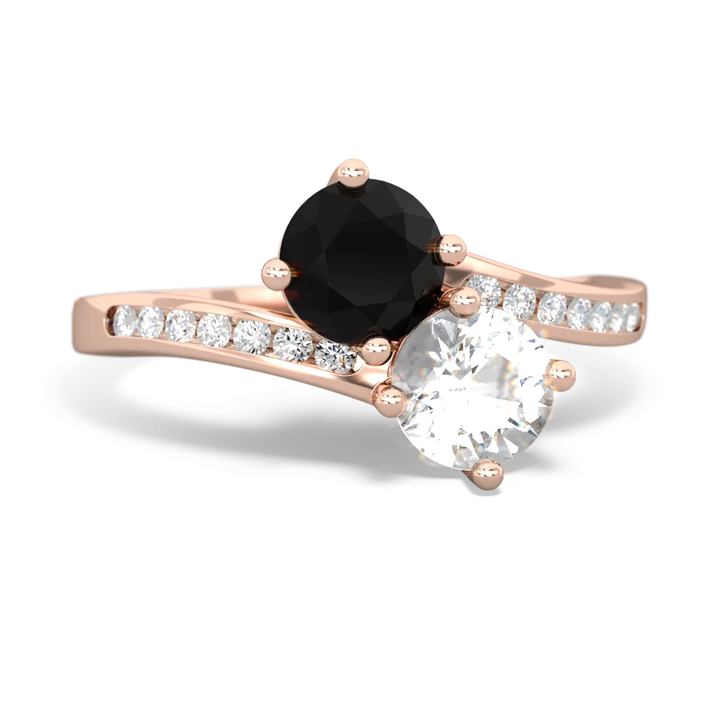 Onyx Channel Set Two Stone 14K Rose Gold ring R5303