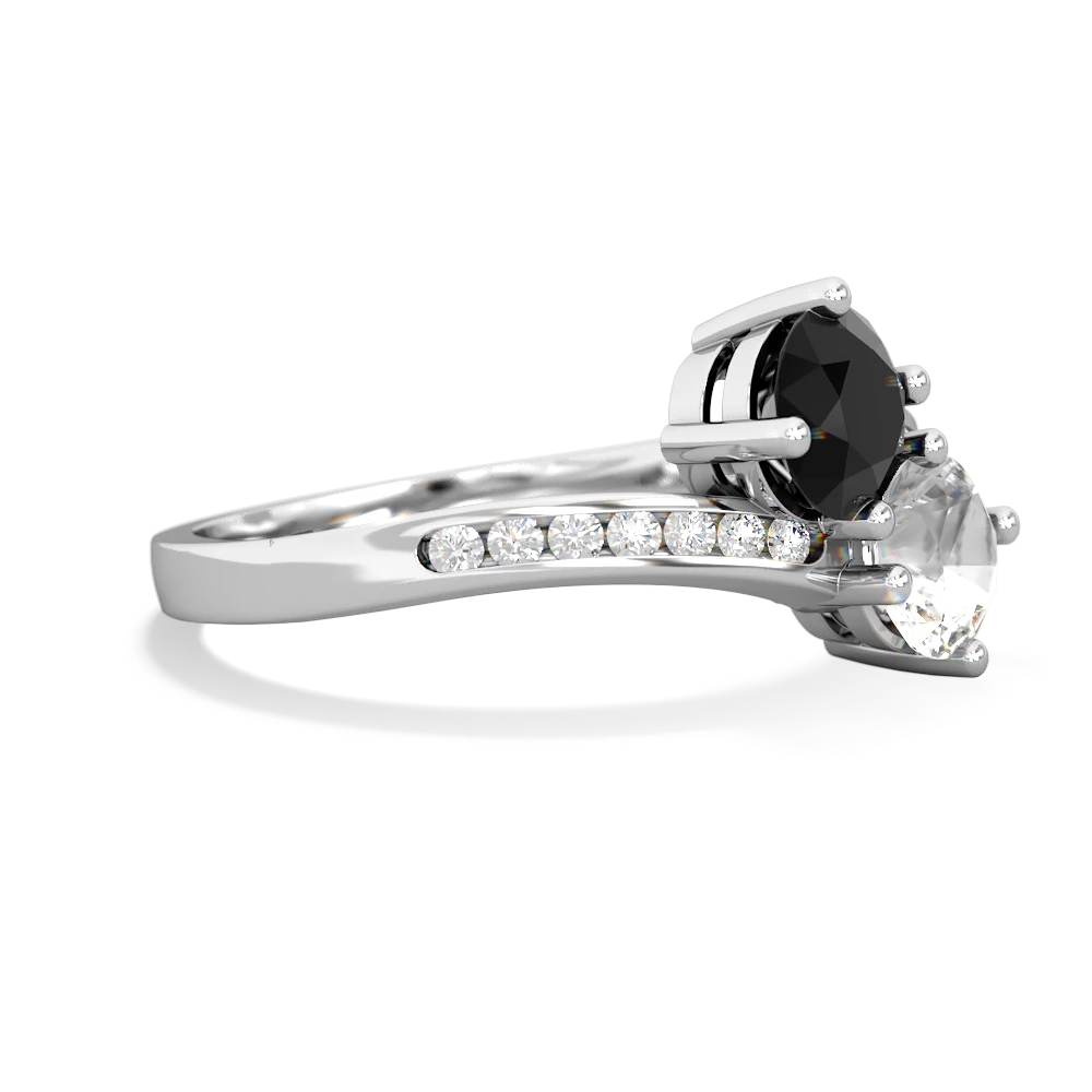 Onyx Channel Set Two Stone 14K White Gold ring R5303