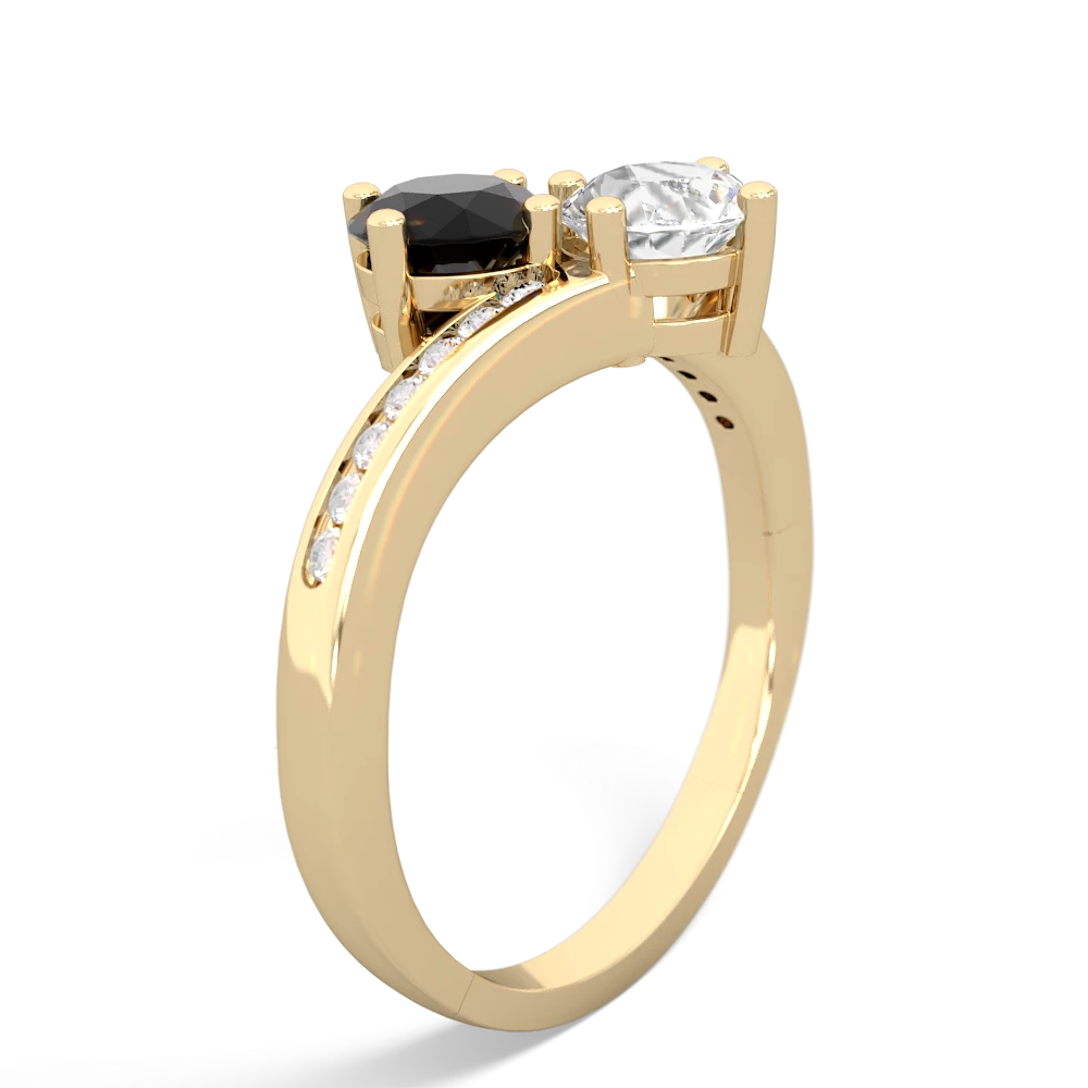 Onyx Channel Set Two Stone 14K Yellow Gold ring R5303