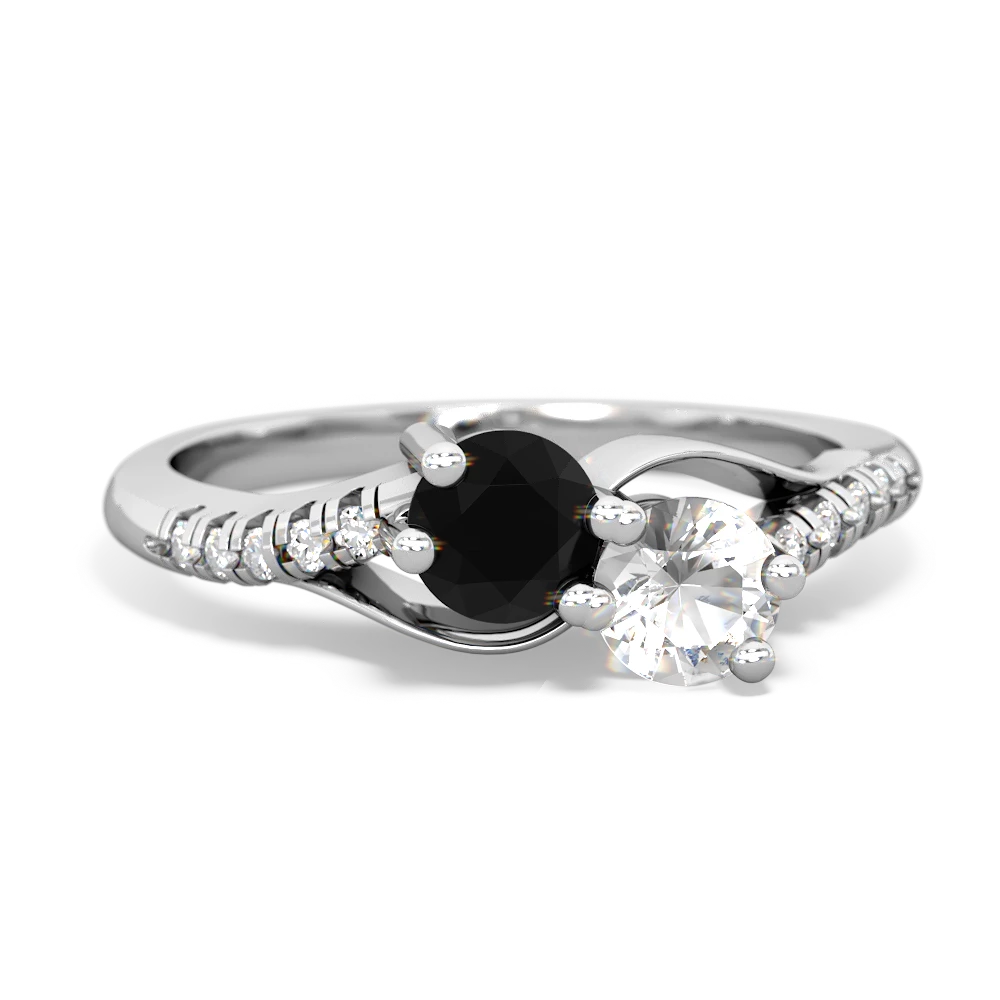 Onyx Infinity Pave Two Stone 14K White Gold ring R5285