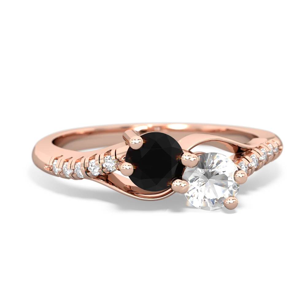 Onyx Infinity Pave Two Stone 14K Rose Gold ring R5285