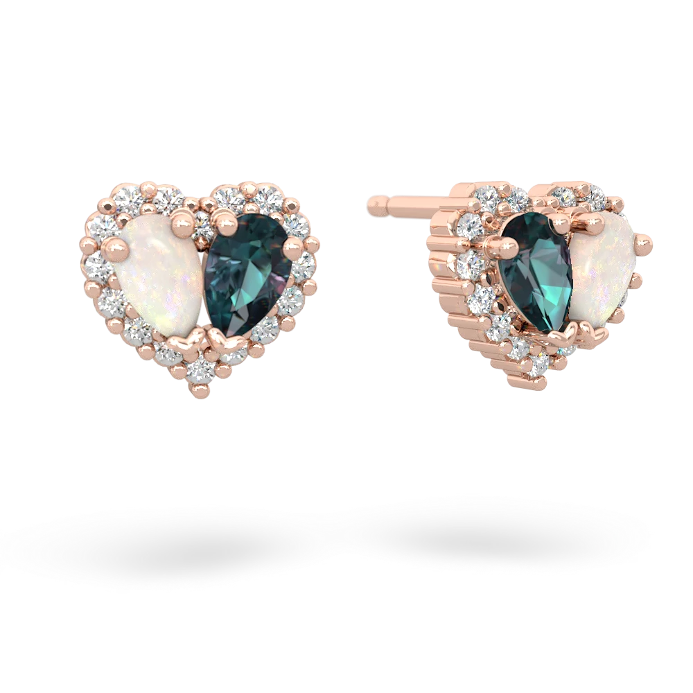 Opal Halo 14K Rose Gold earrings E7008