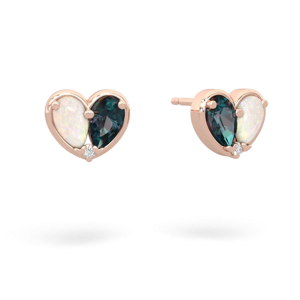 Opal 'Our Heart' 14K Rose Gold earrings E5072