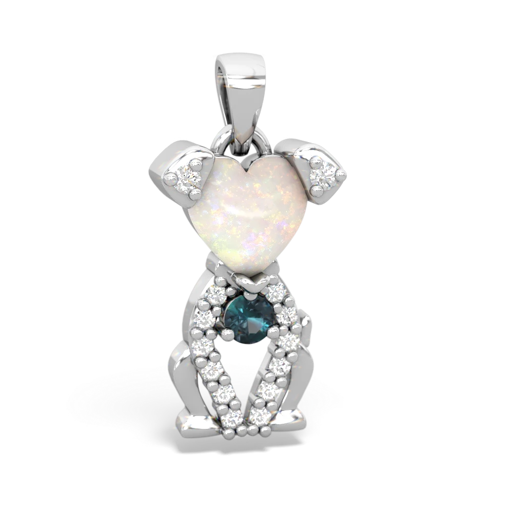 Opal Puppy Love 14K White Gold pendant P5800