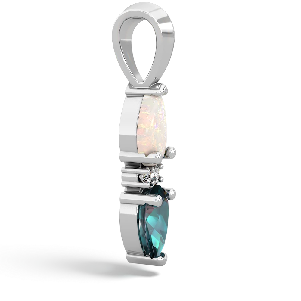 Opal Bowtie Drop 14K White Gold pendant P0865