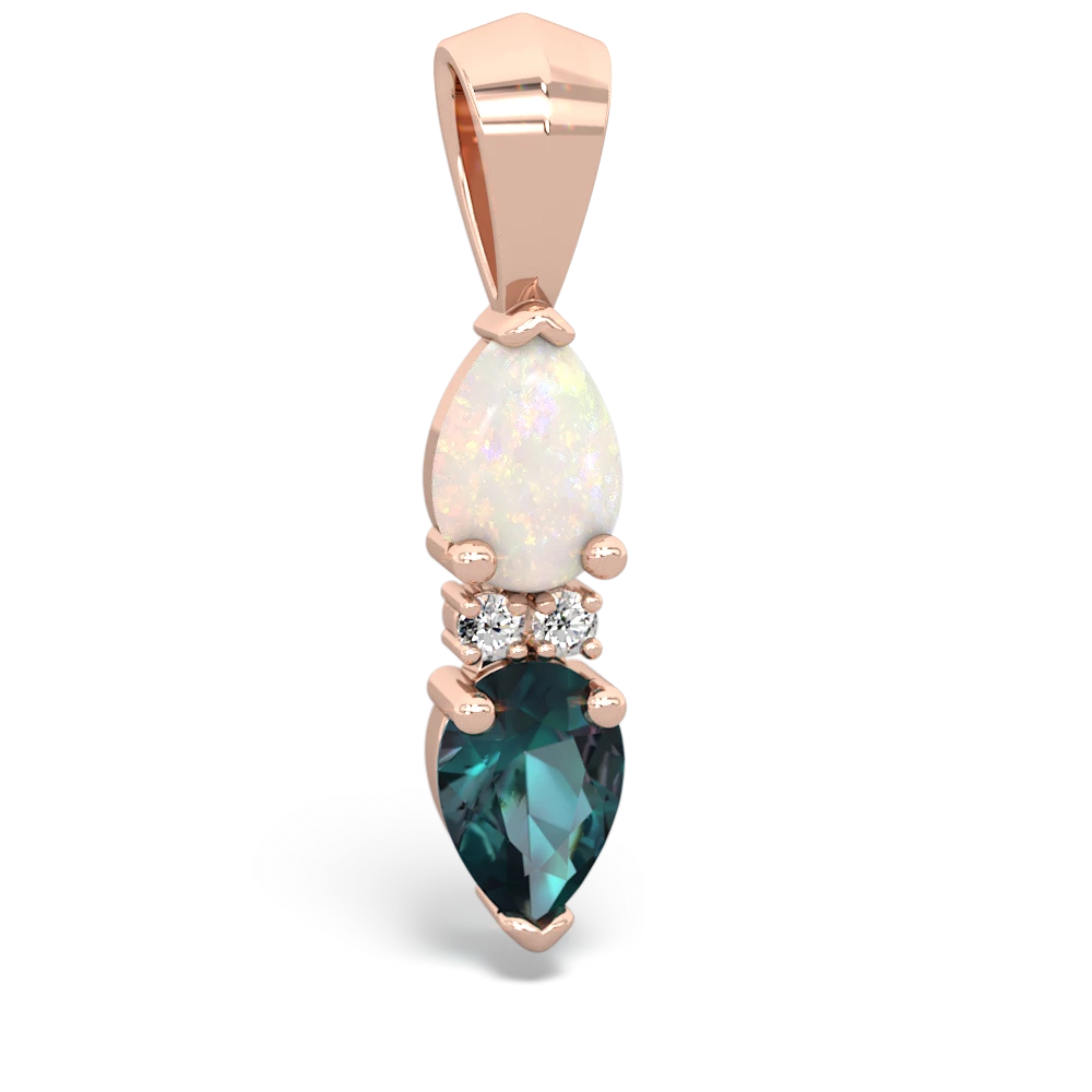 Opal Bowtie Drop 14K Rose Gold pendant P0865