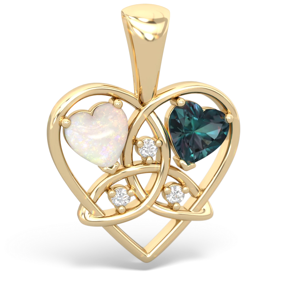 Opal Celtic Trinity Heart 14K Yellow Gold pendant P5331