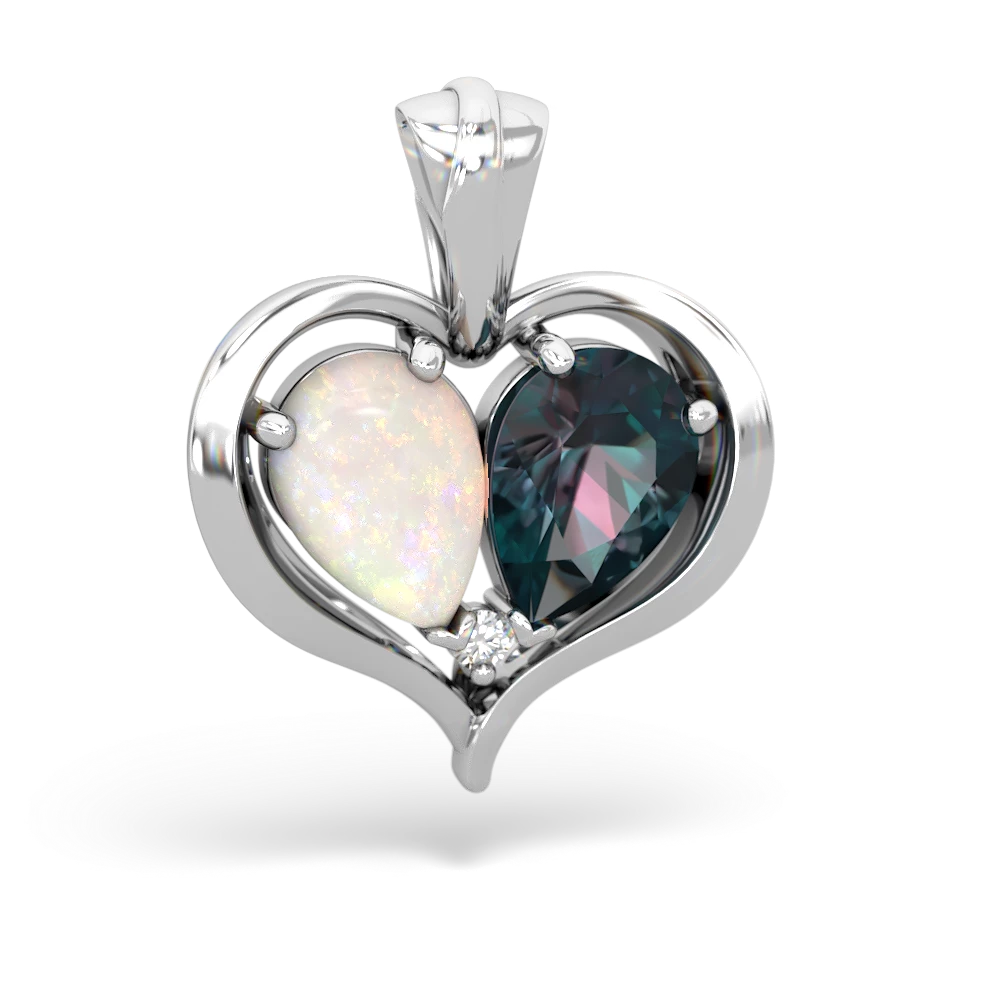 Opal Two Become One 14K White Gold pendant P5330