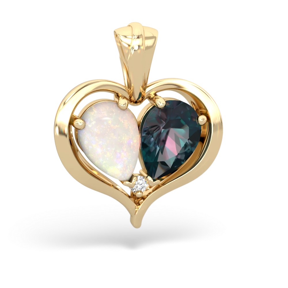 Opal Two Become One 14K Yellow Gold pendant P5330