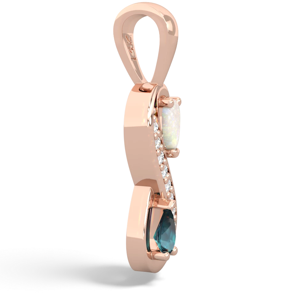 Opal Diamond Infinity 14K Rose Gold pendant P5390